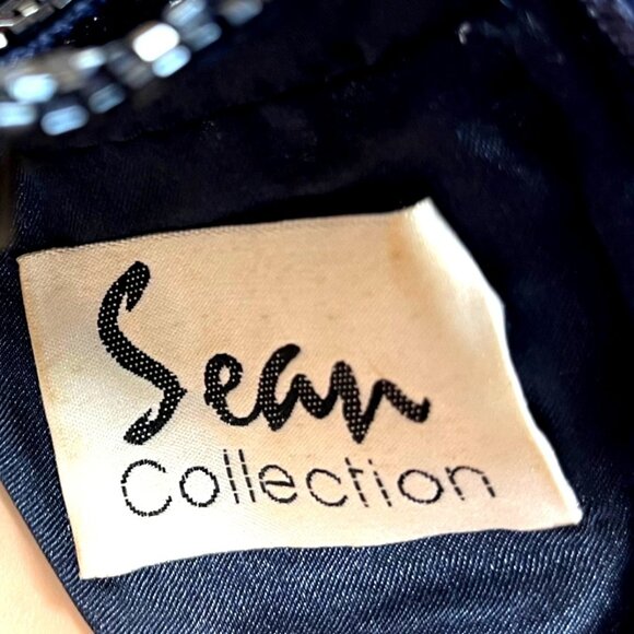 Sean Collection Navy Cutout Beaded Silk Gown Fully Lined Formal Evening Dress XS - Picture 10 of 12